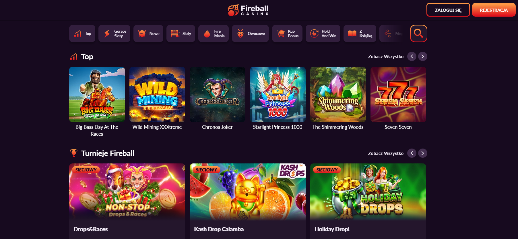 Gry w Fireball Casino – automaty i sloty